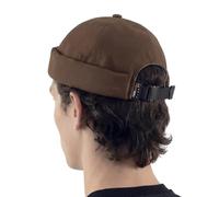 UNDERCONTROL Brimless Trawler Durable Cordura Leon Hat Outdoor Waterproof No Visor Harbor Docker Skull Cap Unisex Tactical Buckle Lightweight Fisherman Beanie Korea (Brown)