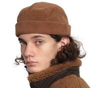 UNDERCONTROL Corduroy Brimless Trawler Leon Harbour Rolled Cuff Miki Watch Cap Unisex Sailor Skull Outdoor Hat Fisherman Tactical Adjustable Buckle No Visor Docker Beanie Korea (Brown)