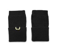 UNDERCONTROL Gold Label Lambs Wool Blend Soft Touch Thumb Hole Fingerless Wrist Cuff Short Women Texting Warmer Cell Phone Gloves Korea (BLACK)