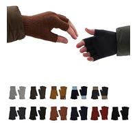 UNDERCONTROL Logo Label Unisex Fall Winter Outdoor Solid Color Stretchy Knit Fingerless Half Finger Warmer Touch Screen Typing Texting Casual Gloves Mittens Handwarmer Korea (Light Grey)