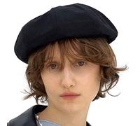 UNDERCONTROL Washed Cotton French Artist Classic Military Castro Size Adjustable Painter Beret Hat Unisex Size Casual Newsboy Hunting Cap Korea (BIO Black)