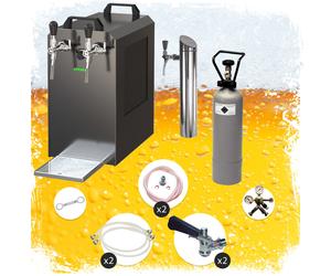Undercounter complete set - beer dispenser STREAM 80 beer case, through-flow cooler 2-line dry cooler Type G, KeyKeg
