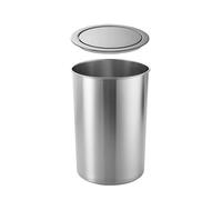 Undercounter Trash Can Round Stainless Steel Kitchen Waste Bin with Lid Space-Saving Silver Built-In Garbage Can for Cabinets and Countertops Modern Design
