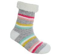 Undercover 1 Pair Sherpa Lined Striped Fleece Lounge Socks 41B774 Yellow/Pink 4-8