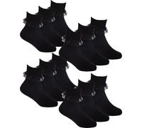 Undercover 12 Pairs Kids Lace Socks 43B858 Black 12.5-3.5