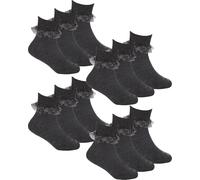 Undercover 12 Pairs Kids Lace Socks 43B859 Grey 4-5.5
