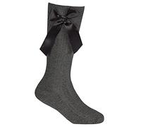 Undercover 2 Pairs Girls Cable Knee High Bow Socks 43B608 Dark Grey 6-8.5