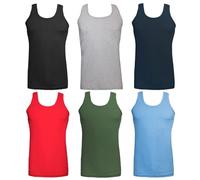 Undercover 6 Pack Mens 100% Cotton Jersey Vests Dark Mix Large