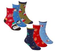 Undercover 6 Pairs Family Mens Womens Kids Baby Christmas Cotton Rich Festive Socks
