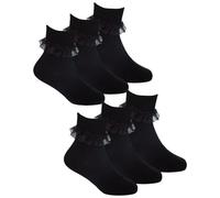Undercover 6 Pairs Kids Lace Socks 43B858 Black 6-8.5
