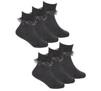 Undercover 6 Pairs Kids Lace Socks 43B859 Grey 12.5-3.5