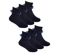 Undercover 6 Pairs Kids Lace Socks 43B860 Navy 6-8.5