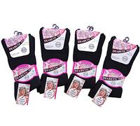 Undercover 6 Pairs Ladies Stay Up Cotton Non Elastic Diabetic SE080 Socks Black