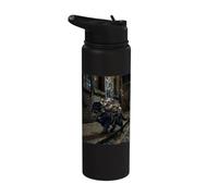 Undercover Black Cat inspecting Dark Streets with Gadgets Stainless Steel Insulated Water Bottle