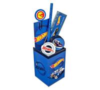 Undercover Hot Wheels 7 Piece Blue Pen Holder Set with Pencil Eraser Ruler Sharpener Notepad Paper Clip for Boys
