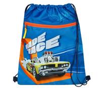 Undercover Hot Wheels Safety Lock Gym Bag with Zip Pocket 12.5" x 16.5" - Blue, blue