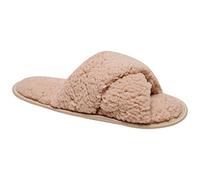 Undercover Ladies Borg Cross Slippers 640043 Beige 3-4