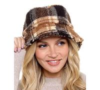 Undercover Ladies Check Borg Bucket Hat GL897 Brown