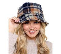 Undercover Ladies Check Borg Bucket Hat GL897 Navy