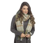 Undercover Ladies Checked Brushed Blanket Scarf GL1266 Green Check