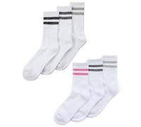 Undercover Ladies Cotton Rich Sport Crew Ribbed Stripe Socks 6 or 12 Pairs