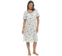 Undercover Ladies Jersey Poly Cotton Cotton Short Sleeve Floral Nightie LN2053 Blue 30-32