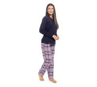 Undercover Ladies Jersey Top and Check Pants Pyjama Set - Navy/Lilac 20-22 Uk size