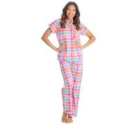 Undercover Ladies Long Button Pyjamas 34B1975 Pink Check Large