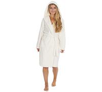 Undercover Ladies Plain Fleece Hooded Robe 34B1683 Cream L