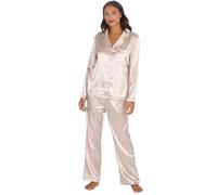 Undercover Ladies Satin Long Pyjamas 34B2110 Champagne 18-20