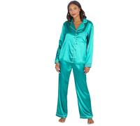 Undercover Ladies Satin Long Pyjamas 34B2110 Teal 18-20