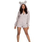 Undercover Ladies Sherpa Teddy Romper 790046 Silver Large