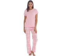 Undercover Ladies Short Sleeve Tee & Check Long Pyjamas 34B2301 Pink Large