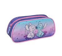 Undercover Lilo & Stitch Kids Pencil Case with Stitch and Angel Design, Purple Pink Blue, 22.5 x 9.5 x 9 cm, School