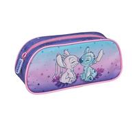 Undercover Lilo & Stitch Kids Pencil Case with Stitch and Angel Design, Purple Pink Blue, 22.5 x 9.5 x 9 cm, School