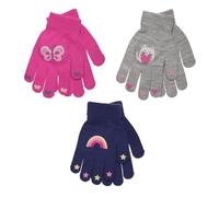 undercover lingerie 3 Pairs Boys Girls Kids Thermal Magic Stretch Grip Winter Gloves Grip with Animal, Camo or Football Grippers (Multicoloured Rainbow, One Size)