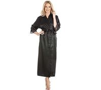 undercover lingerie J50 Womens Luxury Satin Laced Dressing Gown Black WX