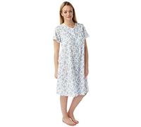 undercover lingerie Ladies Short Sleeve Floral Button Nightie MN12 Blue Sprig 20-22