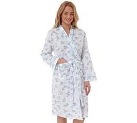 undercover lingerie Ltd Ladies Lady Olga Polycotton Short or Long Sleeve Floral Nightie, Pyjamas, Wrap Pink or Blue Size 10-32 (18-20, Blue - Wrap)