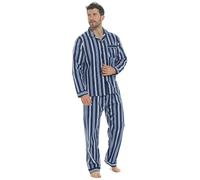 undercover lingerie Mens Brushed Cotton Pyjamas HT021 Navy Stripe Medium
