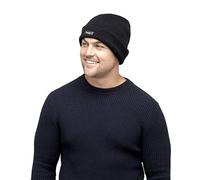 undercover lingerie Mens Heatguard Knitted Beanie Hat with Turn Up GL219 Black