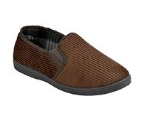 Undercover Mens Cord Full Back Slippers FT2000 Brown 9