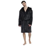 Undercover Mens Hooded Dressing Gown 984001 Black Check Medium