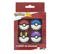 Undercover - Pokémon Eraser Set Pokéball - 4 erasers in Pokéball Design - Practical School Accessory for Pencil case and Desk