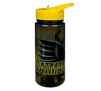Undercover Scooli Aero Batman Water Bottle with Straw, 500 ml, BPA-Free, Yellow Lid, Fold-Out Spout, 19 cm Height