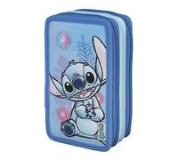 Scooli - Tripledecker Stitch - Student Pencil Case Filled with Pencils and Accessories, Ideal for School, Leisure and Travel - from 6 Years, Stitch, 19 x 12 x 7 cm
