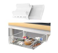 UnderDesk Storage Drawer Hidden Storage Box for Office Desk SpaceSaving Organizer with Paste Rack White 24.5cm x 19cmPerfect for Home & Workspace