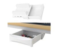 UnderDesk Storage DrawerHidden Office Desk Organizer SpaceSaving Storage Box with Paste Rack White 19cm & 24.5cm Options for Home & Office