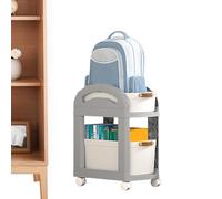 Underdesk Storage Shuttle - Rolling Textbook Organizer, Tier Rack with Locking Casters, Supply Carrier with Metal Frame, Compact Mobile for Homework Sorting Workflow