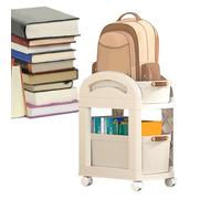 Underdesk Storage Shuttle - Rolling Textbook Organizer, Tier Rack with Locking Casters, Supply Carrier with Metal Frame, Compact Mobile for Homework Sorting Workflow